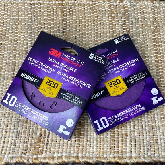 NEW 2 pks of 10 Pro Grade 3M 5" Precision Sanding Discs 220 Fine Universal Hole - Picture 3 of 4